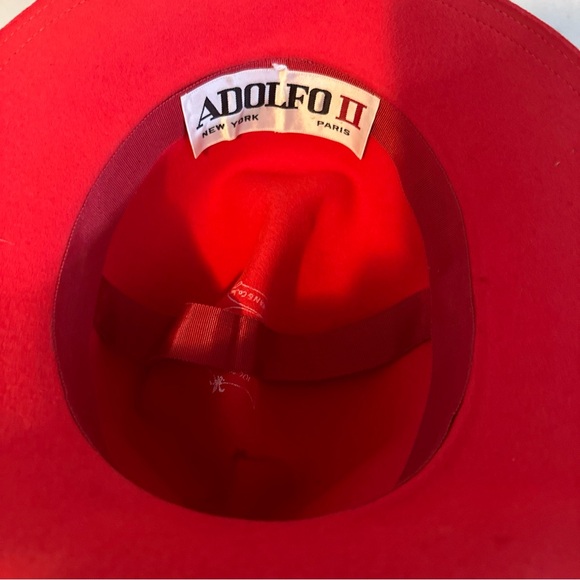Vintage Adolfo II Geo. W Bollman 100% Wool Doeskin Felt Red Hat - Picture 5 of 8